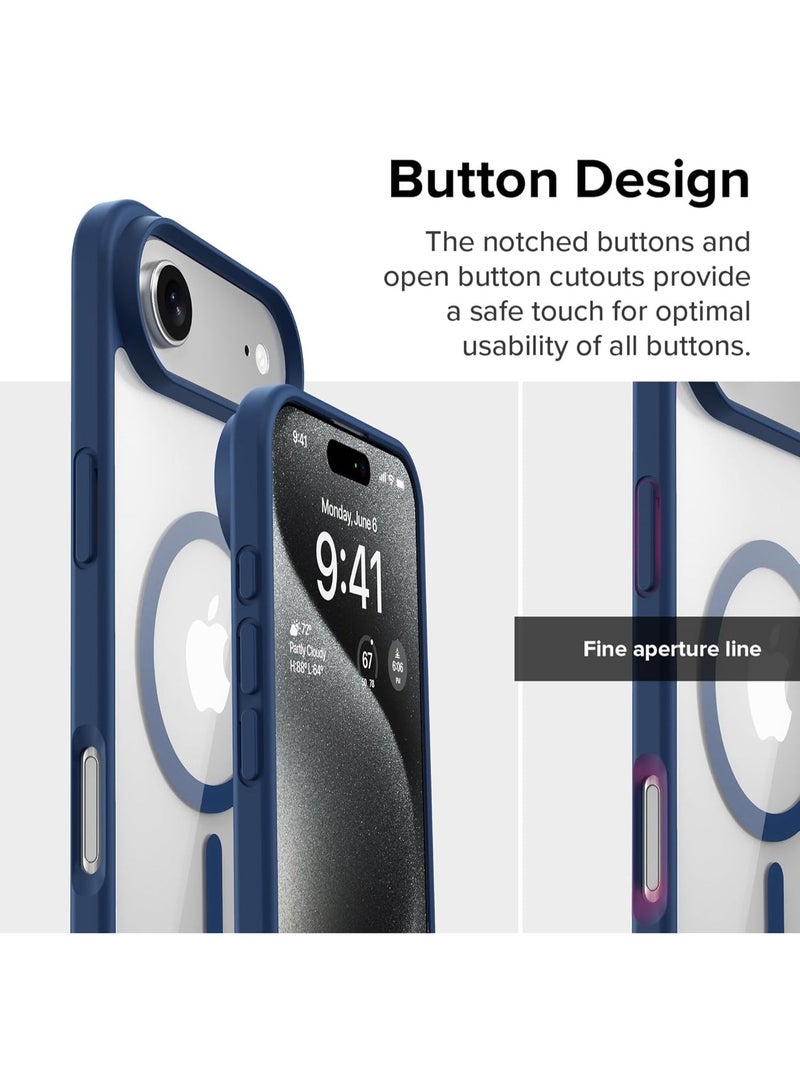 Magnetic Case for iPhone 17 Air Compatible with MagSafe, Shockproof Phone Bumper Cover, Solid Color Matte TPU Frame, Anti-Scratch Clear Back (Blue) - Image 4